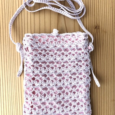 スマホバッグ　ポシェット　サコッシュ　(薄紫　ピンク　若藤) Smartphone Bag Pochette Sakosh (Light Purple  Pink  Wakafuji)