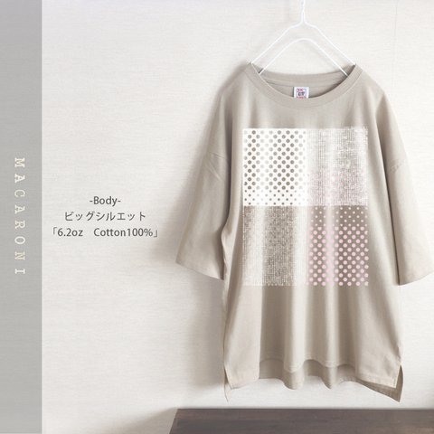 ★今春限定★　ドットでチェック_桜　ビッグシルエット　Tシャツ