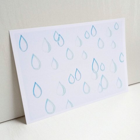 水彩画「ドロップス」　雨　　水滴　ポストカード 3枚セット　ナチュラコ　naturako 
