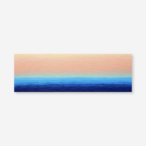 【海と夕日の景色】絵画 - オレンジ ブルー グラデーション 原画（MN-#16）