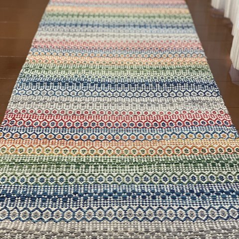 50ｘ120㎝ 青基調　幅広キッチンマット