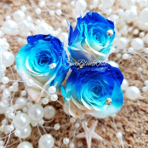 海Rose♡*° 加工花材 ハーバリウム 1輪販売　プリザーブドフラワー　花材　海　夏　ひまわり　ビーチ　ハワイアン