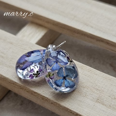 紫陽花～*琉球ガラスしずくピアス・イヤリングmarry.c's handmadeaccessory