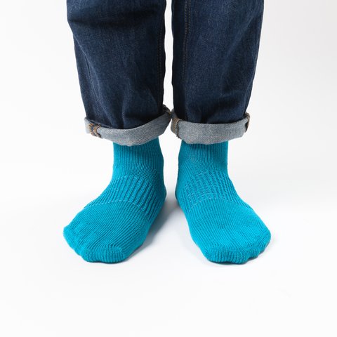 「呼吸する和紙靴下」ミドル丈　ピーコックブルー　Mサイズ（25cm～28cm）