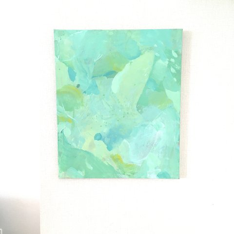 ミントグリーン　アート　抽象画　abstract art painting F8