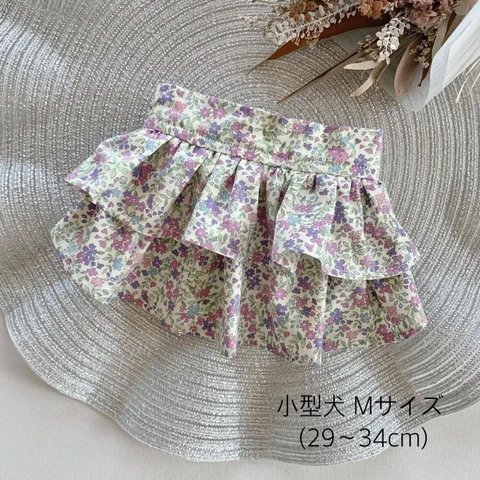 値下げ✨新作❗️小型犬用 マナースカート♡/完成品/お花柄/コットン/Mサイズ　2,200→1,700円