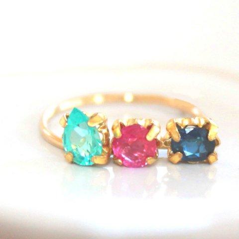 k10 - paraiba -Sapphire & Paraiba Tourmaline & Ruby Ring