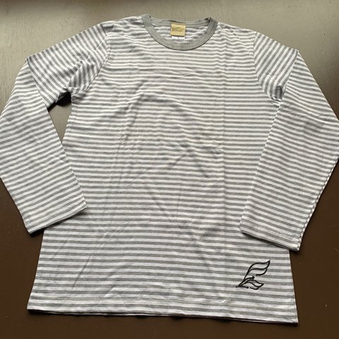 <特価70%OFF！> 【JIKUU BY SLC】 刺繍ロゴ/ボーダー長袖Tシャツ/Sサイズ