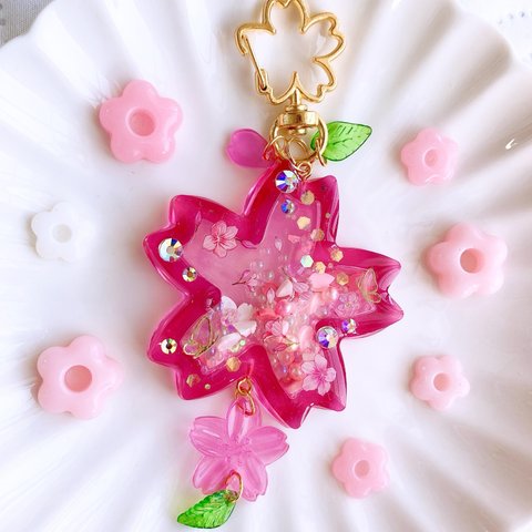 桜  キーホルダー  レジンキーホルダー  桜  春  春キーホルダー  桜キーホルダー  