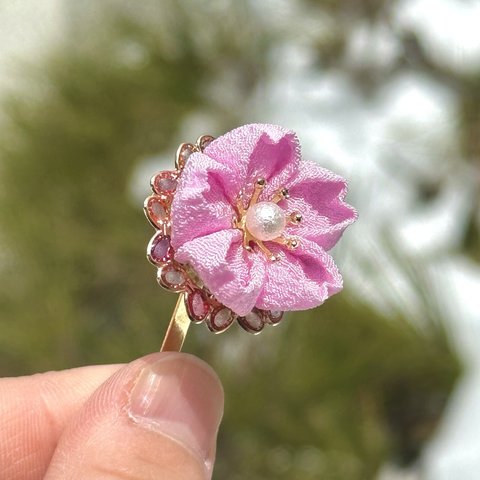 つまみ細工髪飾り🌸　ポニーフック🌸　卒業式　入学式　入園式　参列　和装　桜