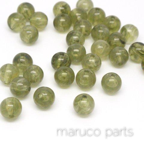 【マーブル天然石調＊8mm＊丸玉＊50個＊両穴】【9#オリーブ】ヴィンテージ風◎beads-092-c9-m