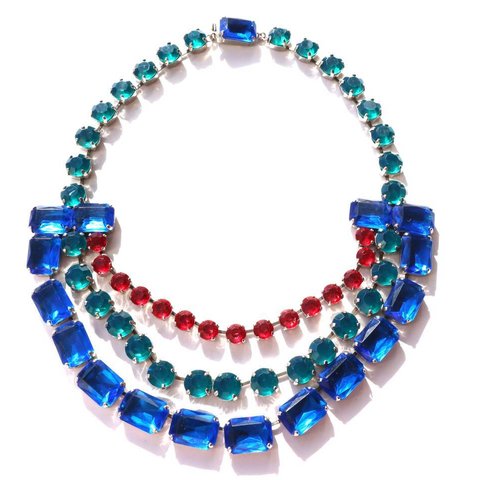 70s vintage red blue green acrylic necklace