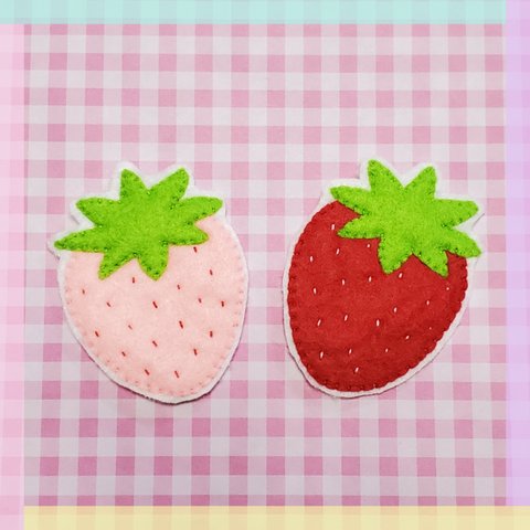 🍓いちごのフェルトワッペン🍓2個セット