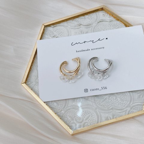 【再販×4】gold/silver×clear ear cuff