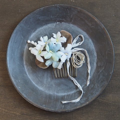 Small bouquet hair comb【blue】