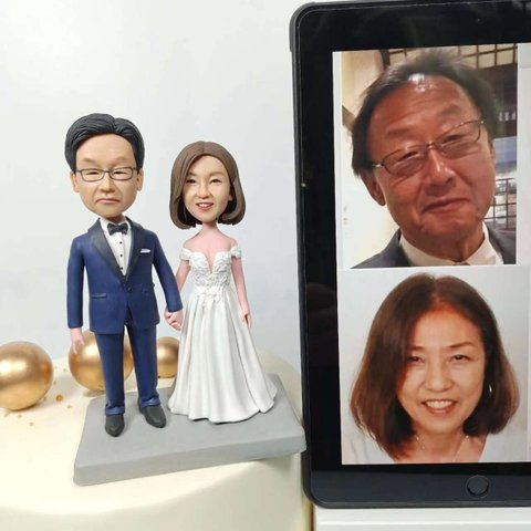 ケーキトッパー オーダーメイド 似顔絵プレゼント フィギュア人形ぬいぐるみ 結婚式祝い 周年記念日 夫婦 カップル 両親 恋人 プレゼント にプレゼント