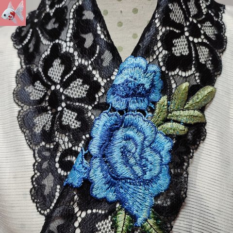 ◆青い薔薇の半襟②