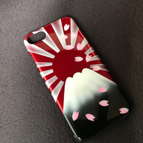 iPhone カバー ケー富士日章 キャンディーレッド カスタムペイント