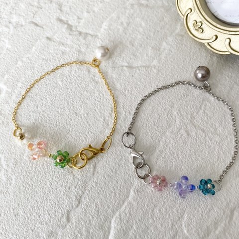 ✴︎色とりどり可愛い✨お花ビーズブレスレット✴︎