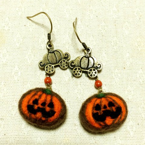 アイシングクッキー風カボチャのハロウィンピアス