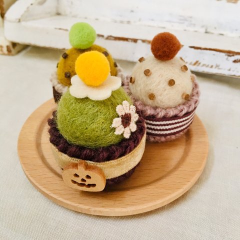 ミニカップケーキ3個セット(ハロウィンカラー)