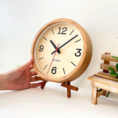 KATOMOKU muku clock 20 オーク km-136OARC 電波時計 連続秒針 小さいサイズ