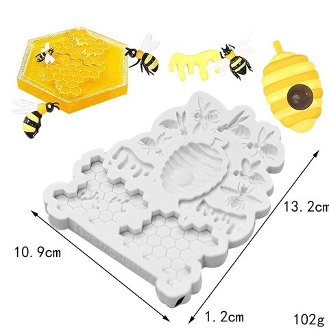 シリコンモールド 蜂 1個 蜂の巣 ミツバチ ハチ みつばち 蜂ハニカム 成型 抜き型 レジン 石膏 石鹸