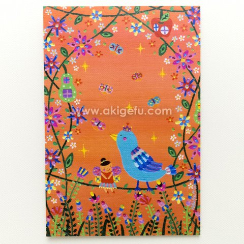 油絵「青い鳥」ポストカード2枚セット