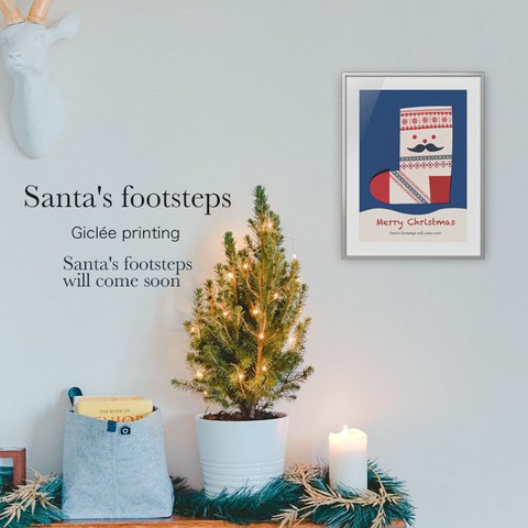 "Santa's footsteps”  複製画（ジークレー印刷）子供部屋 サンタの足音