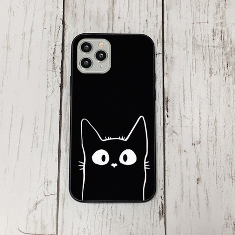 ネコ　ねこ　猫　黒猫　iPhoneケース強化ガラス スマホケース