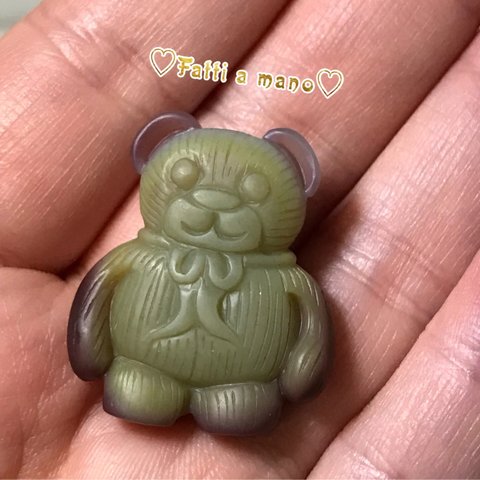 天然七色瑪瑙のハンドメイド熊ちゃん 彫刻品 ペンダント ティディベア