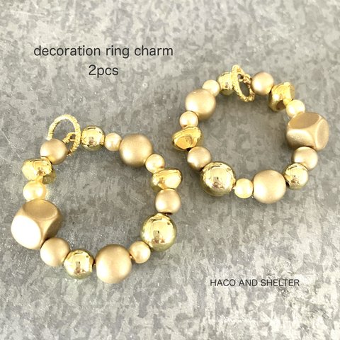 2pcs★decoration ring charm・gold（ デコレーションチャーム）