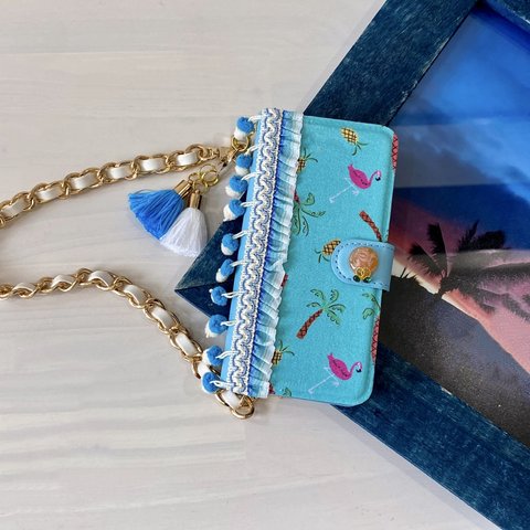 《受注製作》 Flamingo×Blue iPhoneケース/スマホケース❁♡ほぼ 全機種対応　