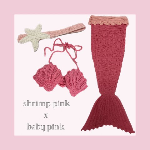 mermaid costume ~ L / shrimp pink x baby pink ~