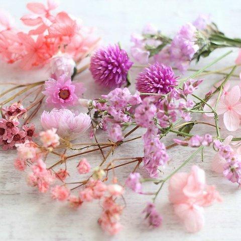 ピンクの花材　（ハーバリウム・ボタニカルキャンドル用素材）