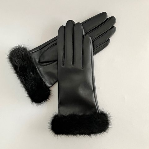 革手袋[255] 20cm 21cm 黒ミンク