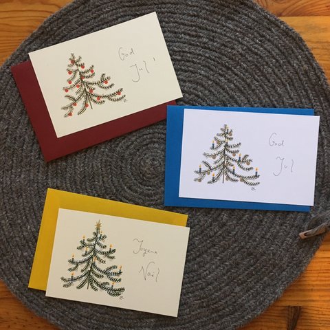 クリスマスカード3枚セット - [🎄モミの木 (メッセージ有り) ]
