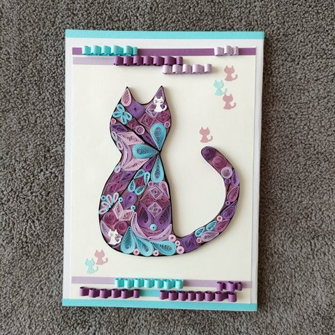 猫型プチセレブフレームアートメッセージカード