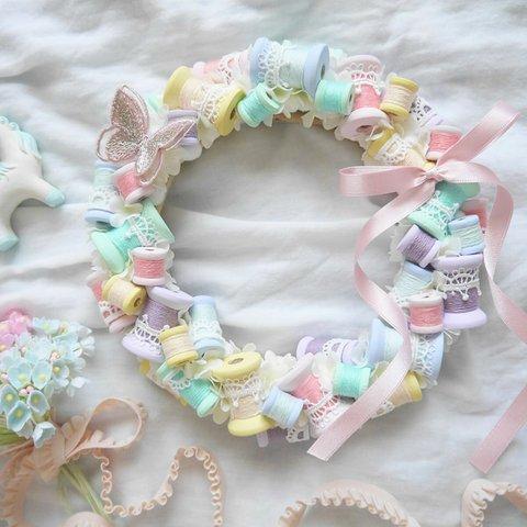 Wreath ***bobbin  merletto farfalla pastel piccolo