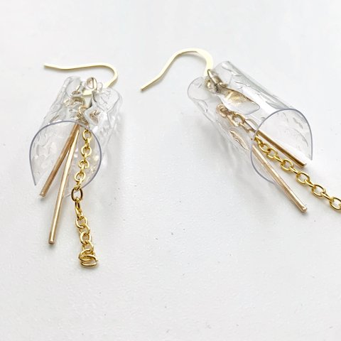pvc “clear gold chain” 雫 accessory