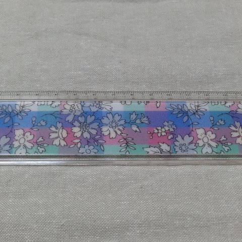 定規15cm＊アクリル製　リバティ　マドラスチェックカペル２