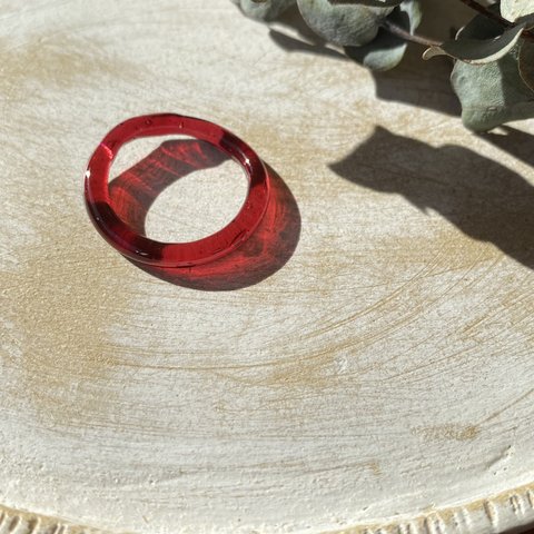 slim glass ring red 約13号