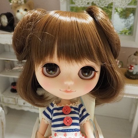 ネオブライス ウィッグ お団子くるりんボブ メープルブラウン 10インチ/ドール Blythe 