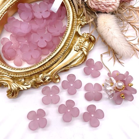 【20個 250円】オリジナル♪手染めビーズ【14.5mm】opera mauve【brsr7854acrc】フラワービーズ