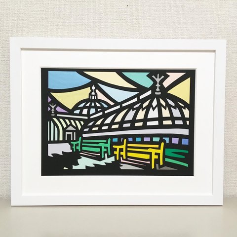 #001 - Love letters to Glasgow "Glasgow Botanic Gardens" A4サイズ（297mm×210mm）◇切絵◇貼絵◇ポスター