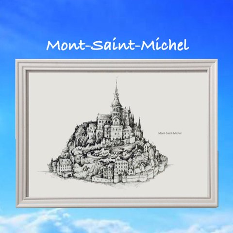 【フレーム付き】Mont-Saint-Michel ポスター