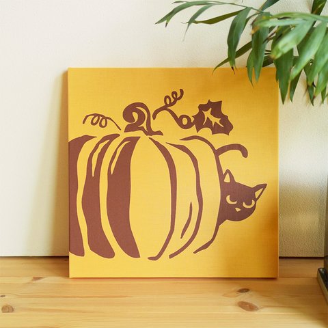 【受注製作】Pumpkin Cat ファブリック/アートパネル