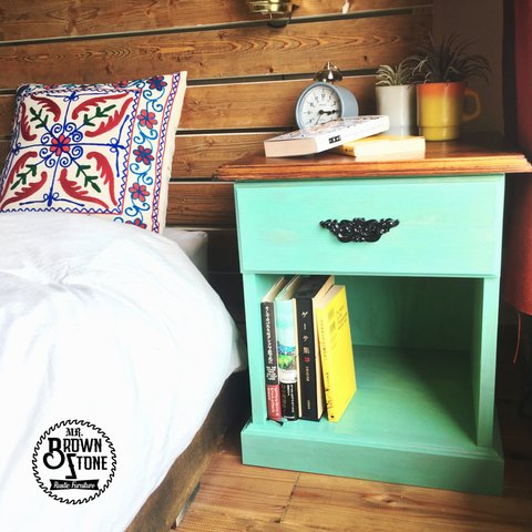 turquoise bed side table