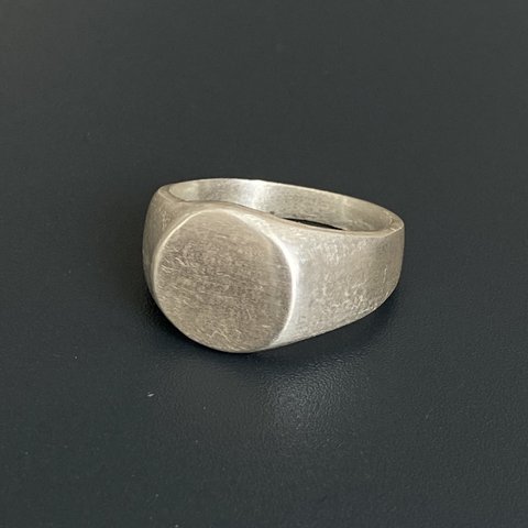  "円" シグネットリング シルバー925丸 印台モノトーンコーデ シック シルバーリング シルバーアクセサリー ごつめ silver ring スターリングシルバー 20号silver925