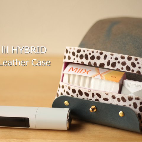 lil HYBRID(リル ハイブリッド) 本革ケース　チーターハラコ＆ダックブルー　＊＊プレゼントに、自分用に＊＊